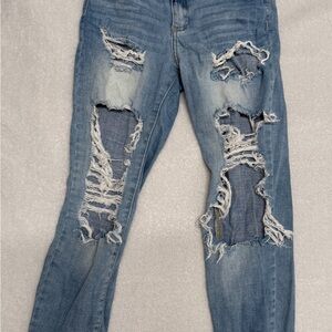 Cello Blue Boyfriend Distressed Jeans